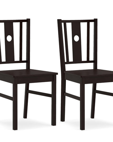 Giantex Solid Rubber Wood Dining Chairs Set of 2/4 with Slatted Curved Backrest