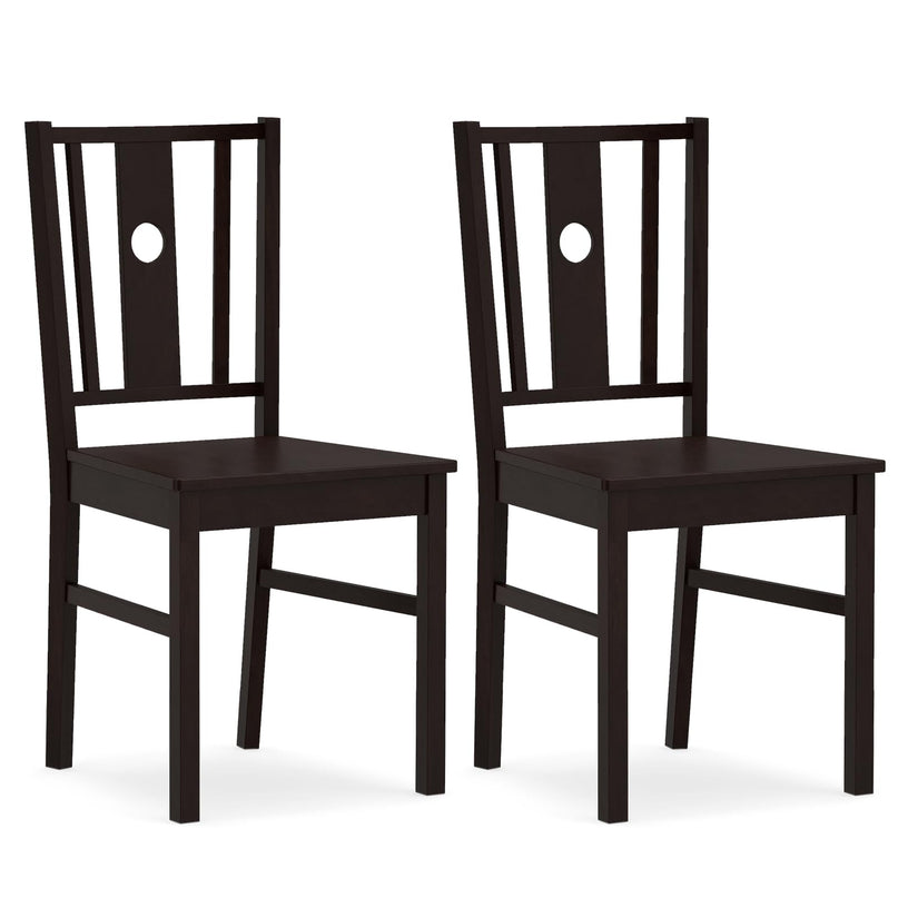Giantex Solid Rubber Wood Dining Chairs Set of 2/4 with Slatted Curved Backrest