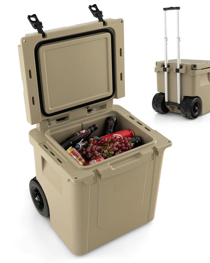 Giantex Cooler with Wheels, 45 Quart Rolling Cooler with All Terrain Wheels