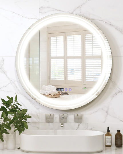LED Bathroom Mirror, Lighted Beveled Edge Vanity Mirror Wall Mounted