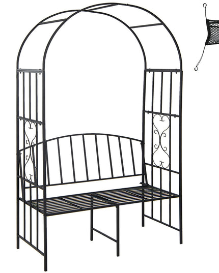 Giantex 81in Metal Garden Arch with Bench, Outdoor Garden Arbor Archway Trellis for Climbing Plants Vines