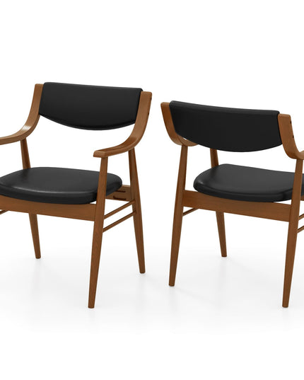 Giantex Wooden Dining Chairs Set of 2/4, PU Leather Upholstered Kitchen Chairs w/Padded Seat & Back