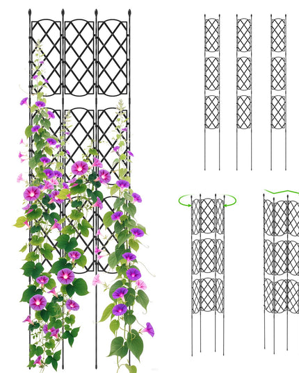 Giantex Garden Trellis, Outdoor Plant Support Frame w/Adjustable Shapes, Ground Stakes, Rustproof PE Coating Pipes
