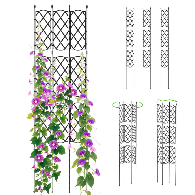 Giantex Garden Trellis, Outdoor Plant Support Frame w/Adjustable Shapes, Ground Stakes, Rustproof PE Coating Pipes