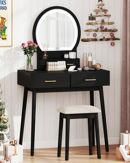 CHARMAID Modern Girls Dressing Table and Stool Set for Small Bedroom