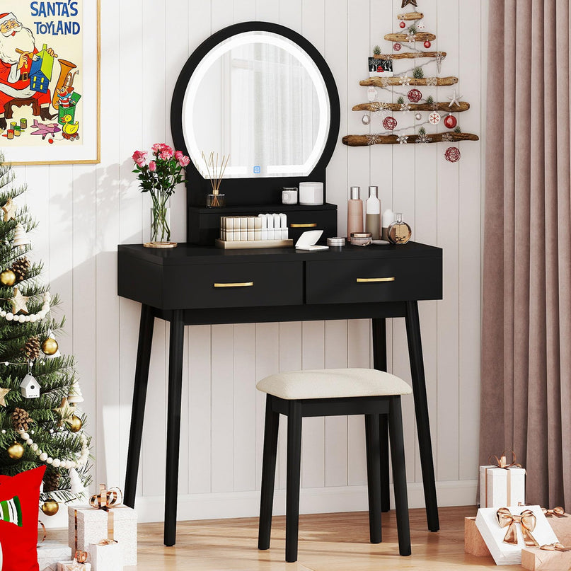 CHARMAID Modern Girls Dressing Table and Stool Set for Small Bedroom