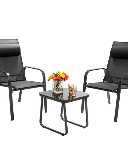 Giantex Stackable Patio Chairs with Adjustable Backrest Headrest, 3 Pieces
