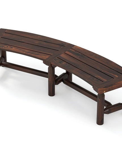 Giantex Wooden Outdoor Bench for 2-Person - Fire Pit Chair Bench