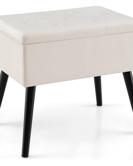 Giantex 20" Ottoman with Storage - Set of 1/2 Makeup Vanity Bench with Flip Top Storage