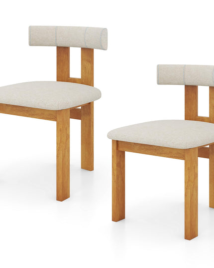 Giantex Modern Upholstered Accent Side Chairs with Curved Backrest
