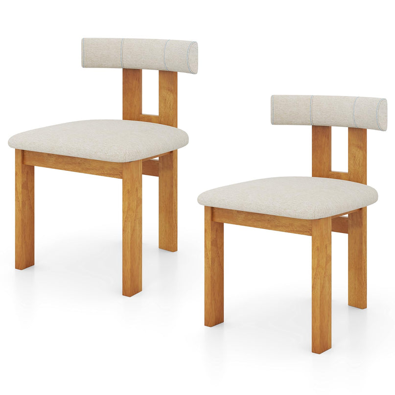 Giantex Modern Upholstered Accent Side Chairs with Curved Backrest