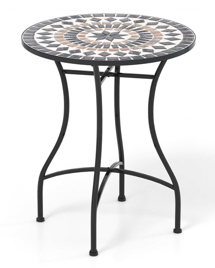 Giantex 24 Inch Patio Bistro Table, Mosaic Round Table w/Ceramic Tile Tabletop