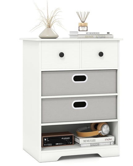 Giantex Nightstand with 4 Storage Drawers for Bedroom Living Room Hallway