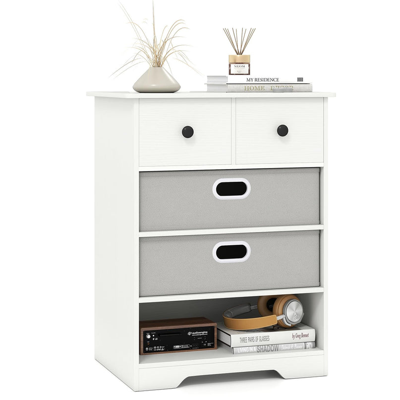 Giantex Nightstand with 4 Storage Drawers for Bedroom Living Room Hallway