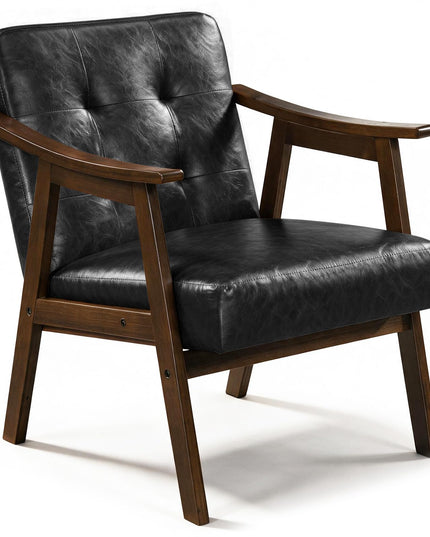 Faux Leather Accent Chair with Inclined Backrest (1/2)