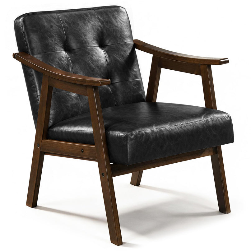 Faux Leather Accent Chair with Inclined Backrest (1/2)