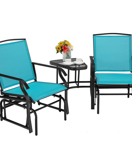 Chaises planeur d'extérieur Giantex avec table et trou pour parasol