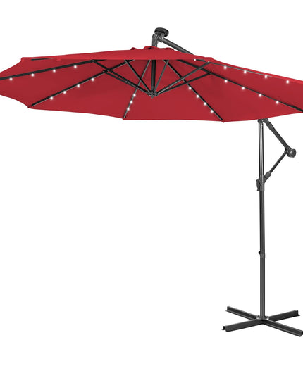10 ft Pool Umbrellas with 32 LED Lights Solar Powered Offset Umbrella