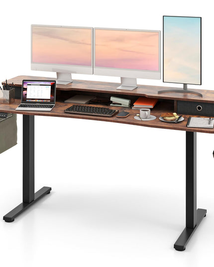 Giantex Electric Standing Desk with 2 Drawers, 63" x 24"
