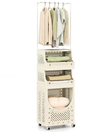 Giantex 4-Tier Laundry Cart with Hanging Rack