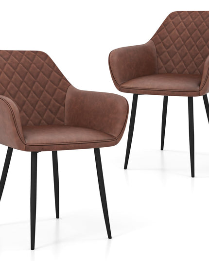 Giantex Mid Century Modern Dining Chairs Set of 2/4, Upholstered Accent Chairs w/Curved Backrest, Wide Seat & Armrests