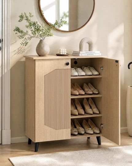 GIANTEX Geometric Shoe Cabinet with 2 Doors