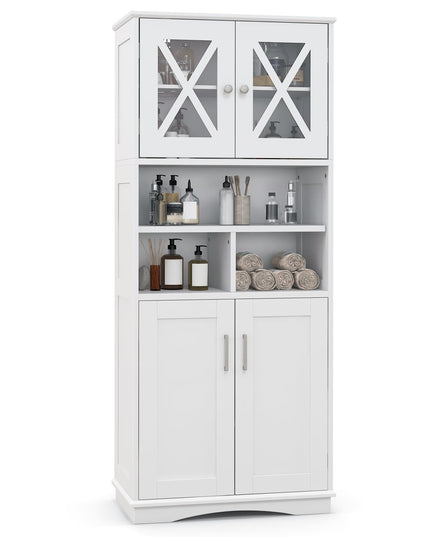 Giantex 57" Tall Bathroom Cabinet, Storage Cabinet with Acrylic Doors & Adjustable Shelves