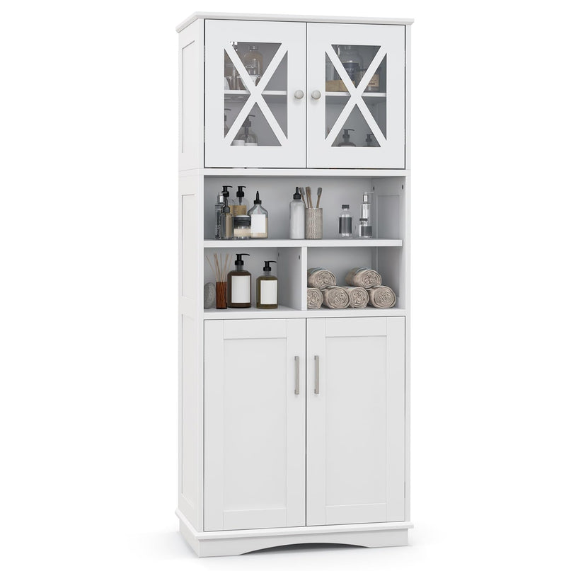 Giantex 57" Tall Bathroom Cabinet, Storage Cabinet with Acrylic Doors & Adjustable Shelves