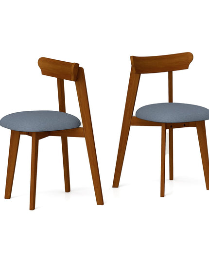 Giantex Wooden Dining Chairs Set, Mid-Century Kitchen Chairs w/Padded Seat & Curved Backrest