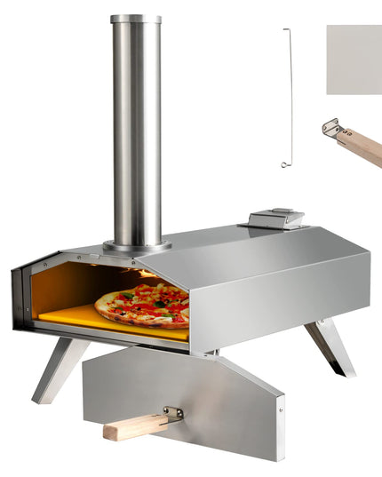 Giantex Outdoor Pizza Oven with 12'' Pizza Stone, Foldable Legs, Portable Stainless Steel Steel Pizza Maker for Outside