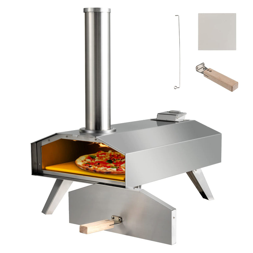 Giantex Outdoor Pizza Oven with 12'' Pizza Stone, Foldable Legs, Portable Stainless Steel Steel Pizza Maker for Outside