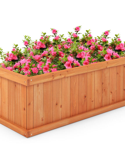 Giantex Raised Garden Bed, 31”x14”x12” Wooden Planter Box with 4 Drainage Holes