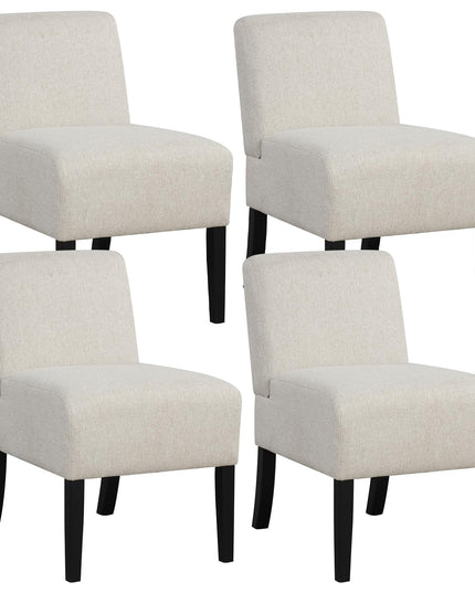 Giantex Armless Accent Chair Set of 1/2/4, Upholstered Living Room Chair with Rubber Wood Legs