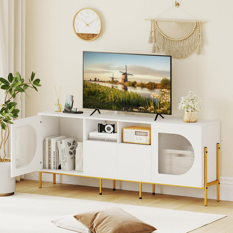 Giantex White TV Stand for TVs up to 70", Modern Entertainment Center