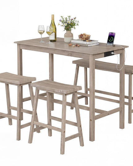Giantex 4-Piece Counter Height Dining Table Set with Power Outlet