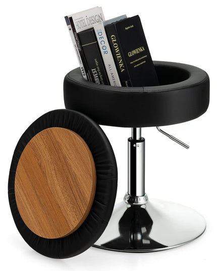 Giantex Adjustable Swivel Vanity Stool - 360° Swivel 20’’-26’’ Height Adjustable Tufted Round Storage Ottoman