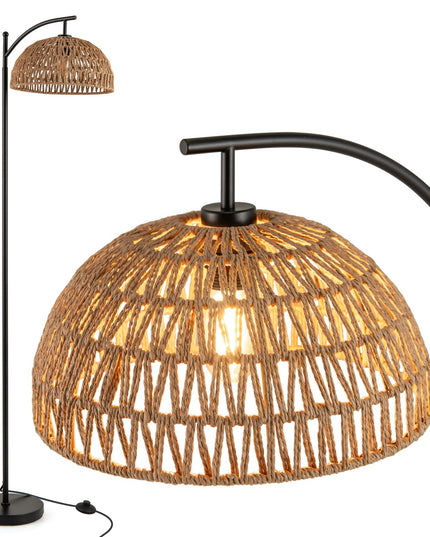 Giantex Boho Floor Lamp with Handwoven Paper Rope Shade