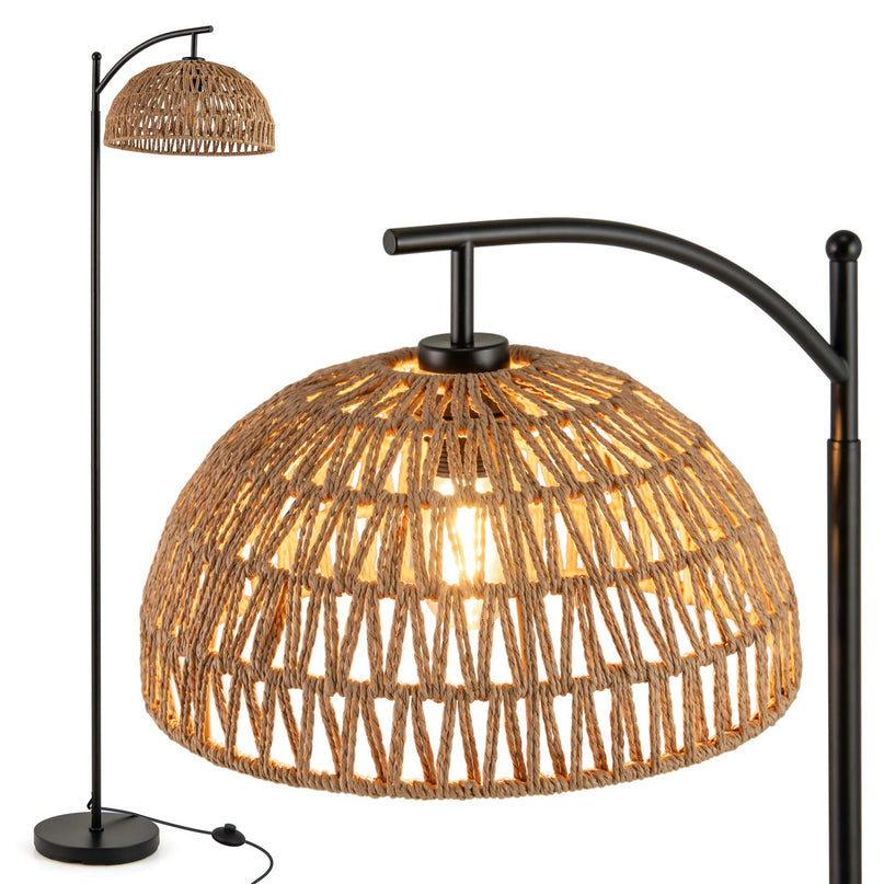 Giantex Boho Floor Lamp with Handwoven Paper Rope Shade