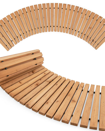 Giantex Garden Pathway Roll Up - 7ft Curved Wood Walkway 17 inch Width