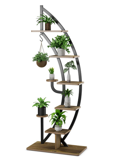 Giantex 6 Tier Metal Plant Stand Indoor, 61" Half Moon Plant Shelf