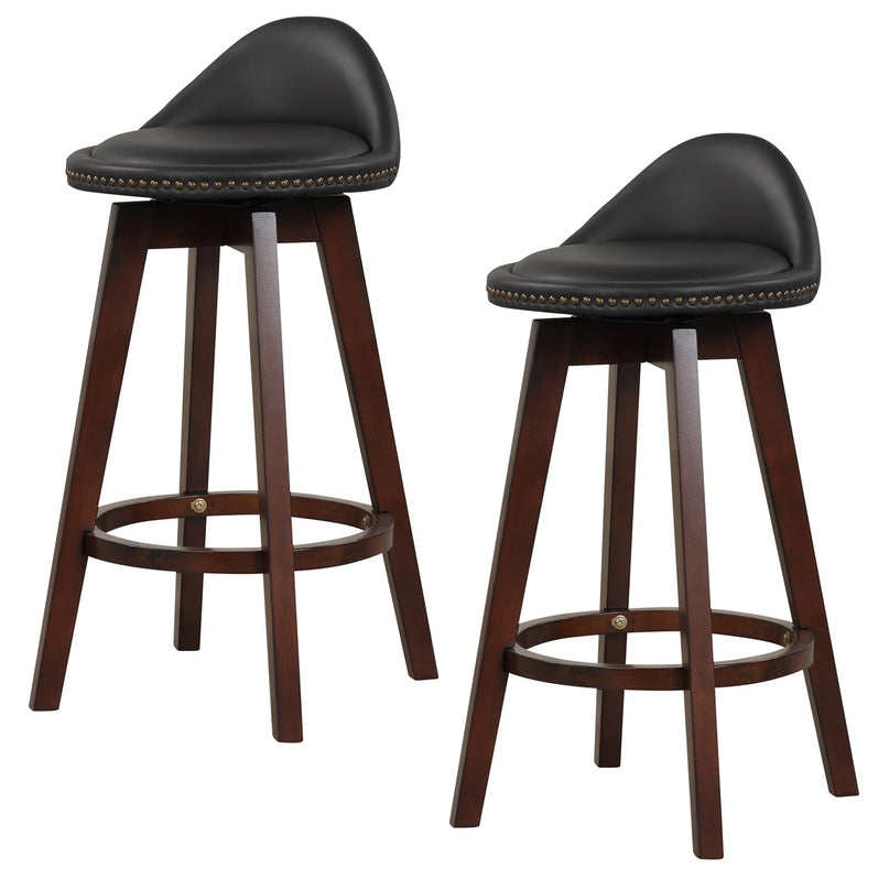Giantex Swivel Bar Stools, 34.5 in Counter Height Stools with PVC Leather Cover, Rubber Wood Legs