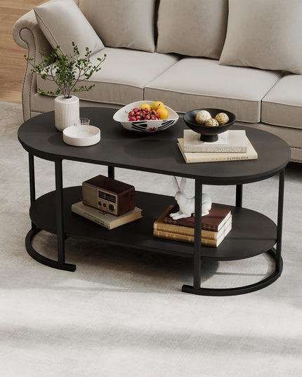 Giantex 2-Tier Coffee Table Oval Center Table