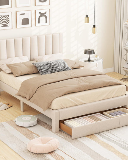 Cadre de lit Queen Size Giantex avec tiroir de rangement