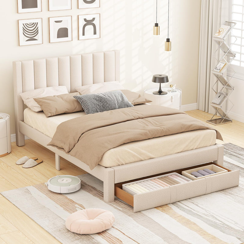 Giantex Queen Size Bed Frame with Storage Drawer