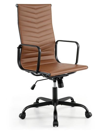 GIANTEX Home Office Chair Ribbed High-Back PU Leather Desk Chair