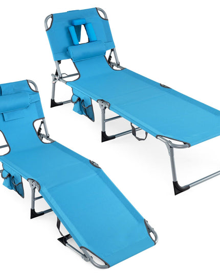 Chaise longue Giantex pliante pour la plage avec trou pour le visage, oreiller lavable, poche