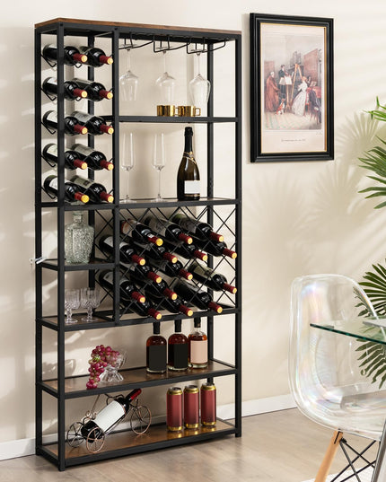 Giantex 27-Bottle Wine Rack Freestanding Floor, Industrial Metal Wine Storage Rack