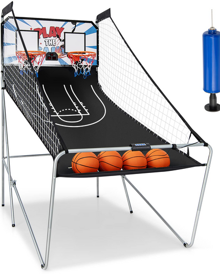 Foldable Basketball Arcade Game, 8 Game Options, Electronic Double Shot 2 Player w/ 4 Balls and LED Scoring System