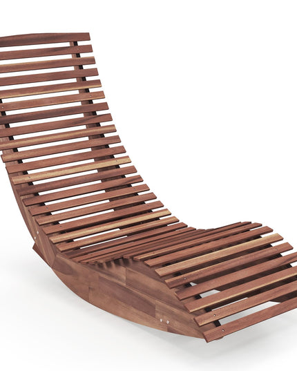 Giantex Outdoor Chaise Lounge Chair - Acacia Wood Outdoor Lounger, Patio Lounge Chair with Slatted Design