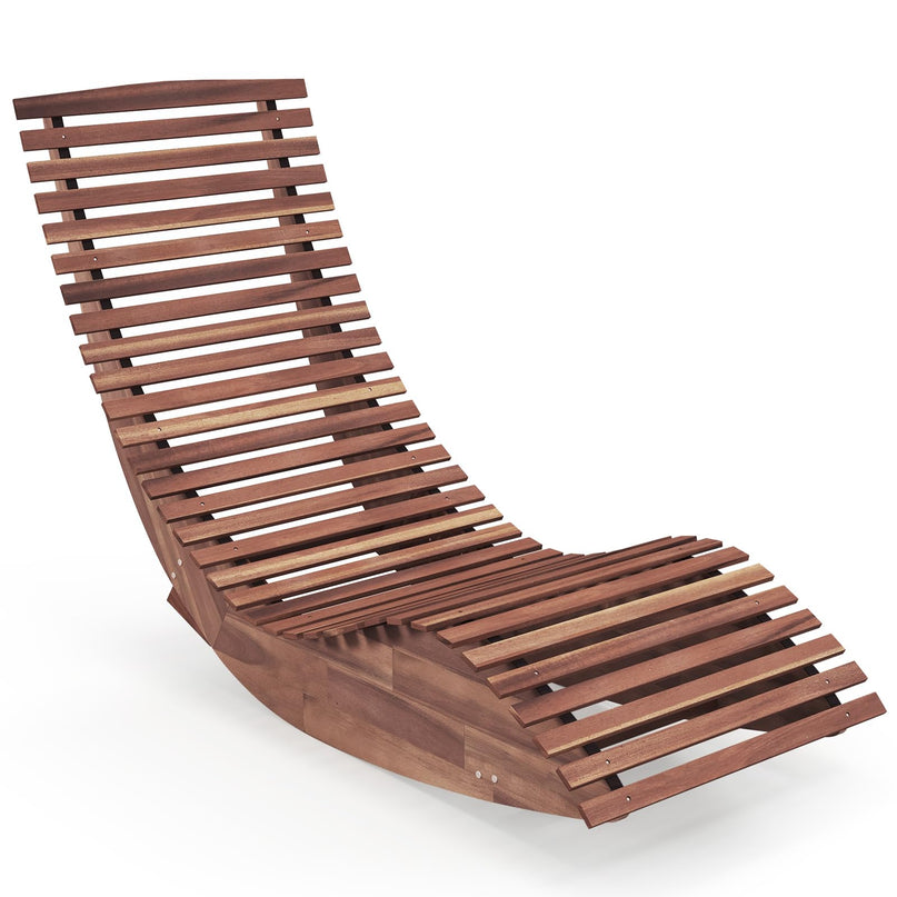 Giantex Outdoor Chaise Lounge Chair - Acacia Wood Outdoor Lounger, Patio Lounge Chair with Slatted Design